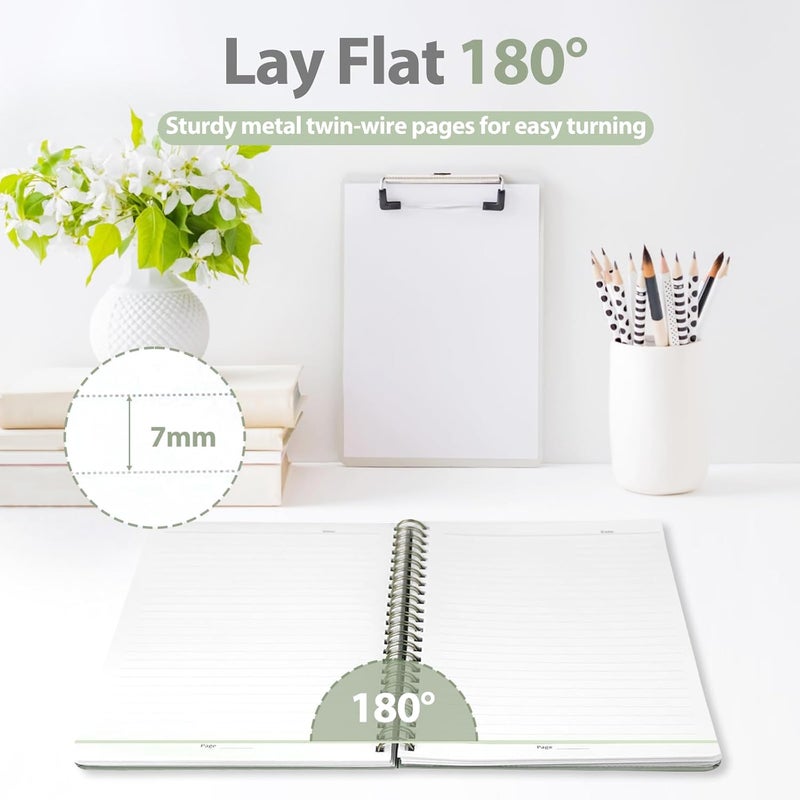 VALOME Journaling Notebooks, A5 Lined Spiral Notebook for Women & Men, 146 Pages College Ruled Hardcover Note Book for Work, Note Taking, Journaling, School, Writing (GREEN) - Image 4